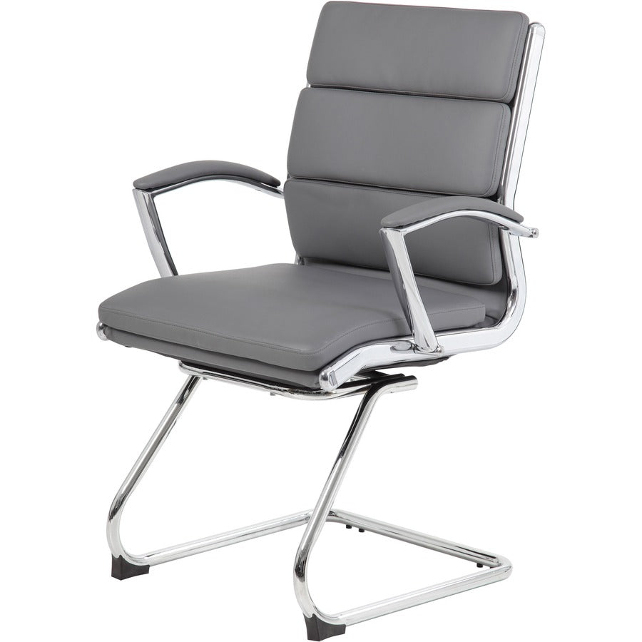 Boss B9479 CaressoftPlus Guest Executive Chair - Gray Vinyl Seat - Gray Back - High Back - Cantilever Base - 1 Each - 6