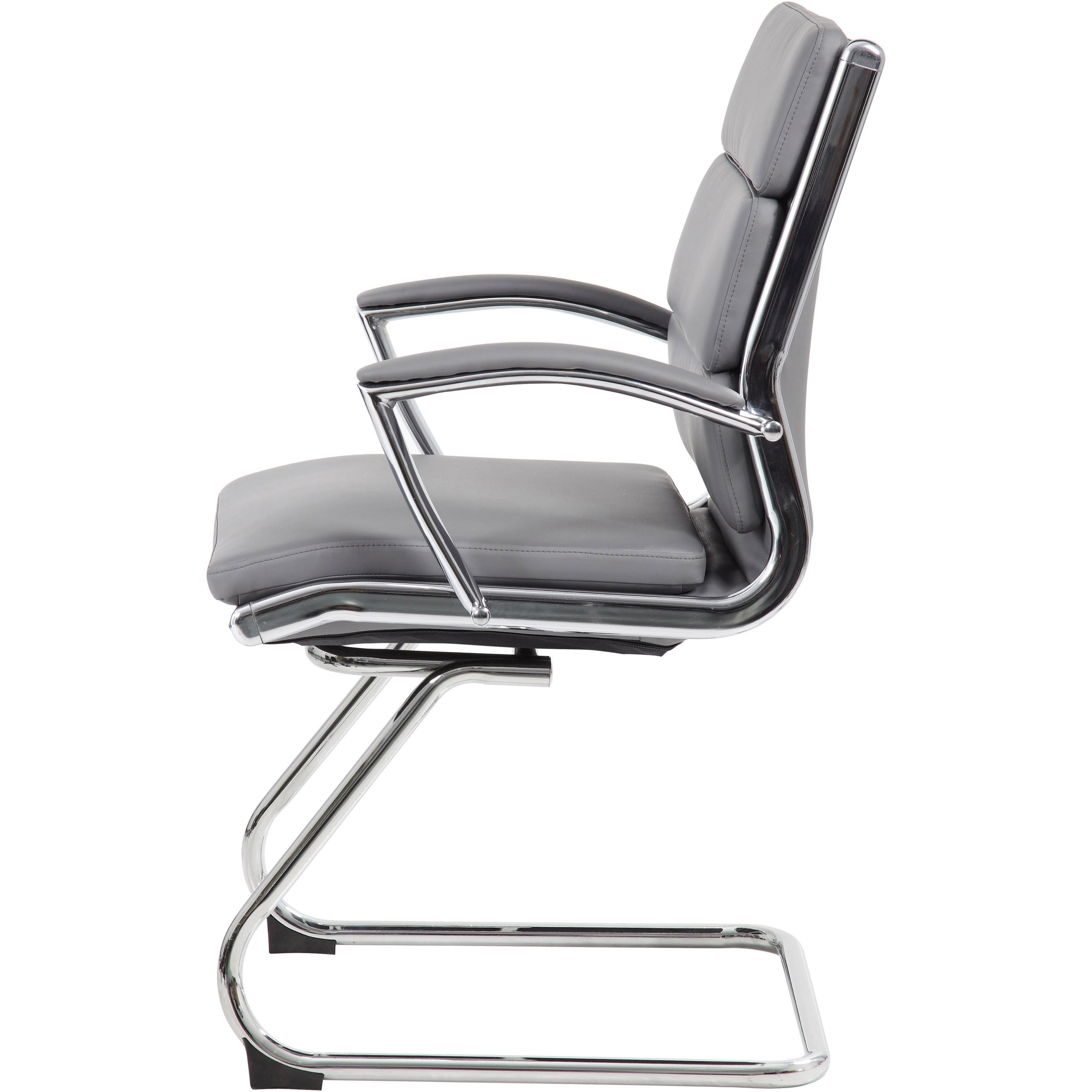 Boss B9479 CaressoftPlus Guest Executive Chair - Gray Vinyl Seat - Gray Back - High Back - Cantilever Base - 1 Each - 3