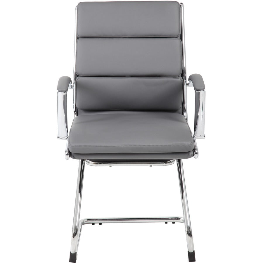 Boss B9479 CaressoftPlus Guest Executive Chair - Gray Vinyl Seat - Gray Back - High Back - Cantilever Base - 1 Each