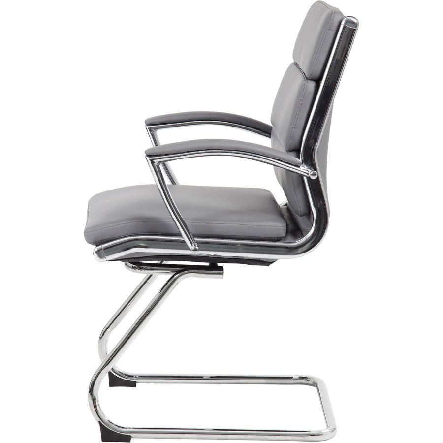 Boss B9479 CaressoftPlus Guest Executive Chair - Gray Vinyl Seat - Gray Back - High Back - Cantilever Base - 1 Each