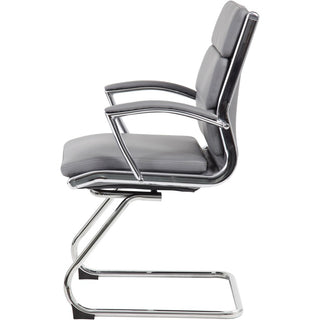 Boss B9479 CaressoftPlus Guest Executive Chair - Gray Vinyl Seat - Gray Back - High Back - Cantilever Base - 1 Each