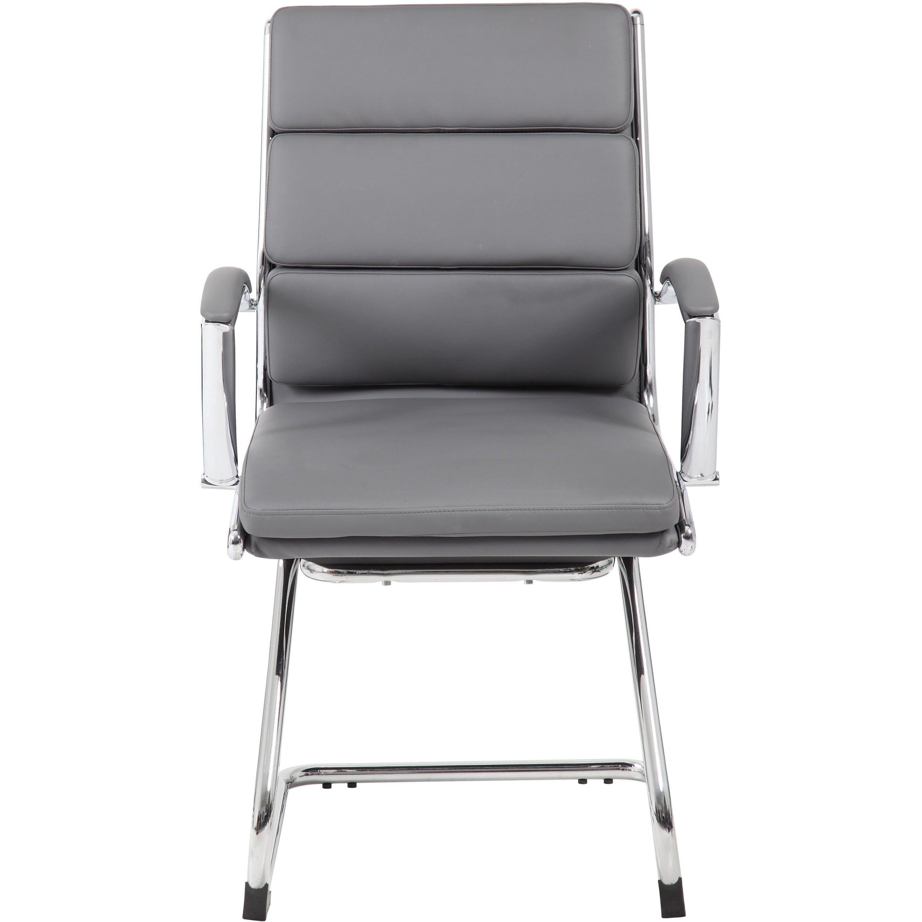 Boss B9479 CaressoftPlus Guest Executive Chair - Gray Vinyl Seat - Gray Back - High Back - Cantilever Base - 1 Each - 2