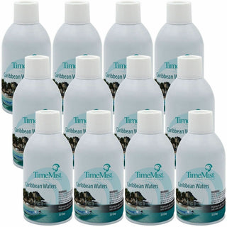 TimeMist Metered 30-Day Caribbean Waters Scent Refill - Spray - 6000 ft - 6.6 fl oz (0.2 quart) - Caribbean Waters - 30 Day - 12 / Carton - Long Lasting, Odor Neutralizer