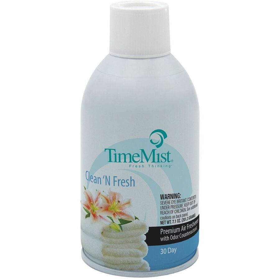 TimeMist Metered 30-Day Clean/Fresh Scent Refill - Spray - 6000 ft - 6.6 fl oz (0.2 quart) - Fresh-N-Clean - 30 Day - 12 / Carton - Long Lasting, Odor Neutralizer
