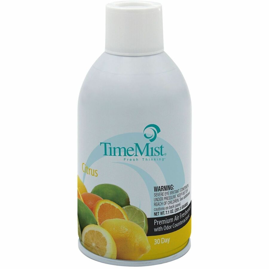 TimeMist Metered 30-Day Citrus Scent Refill - Spray - 6000 ft - 6.6 fl oz (0.2 quart) - Citrus - 30 Day - 12 / Carton - Long Lasting, Odor Neutralizer