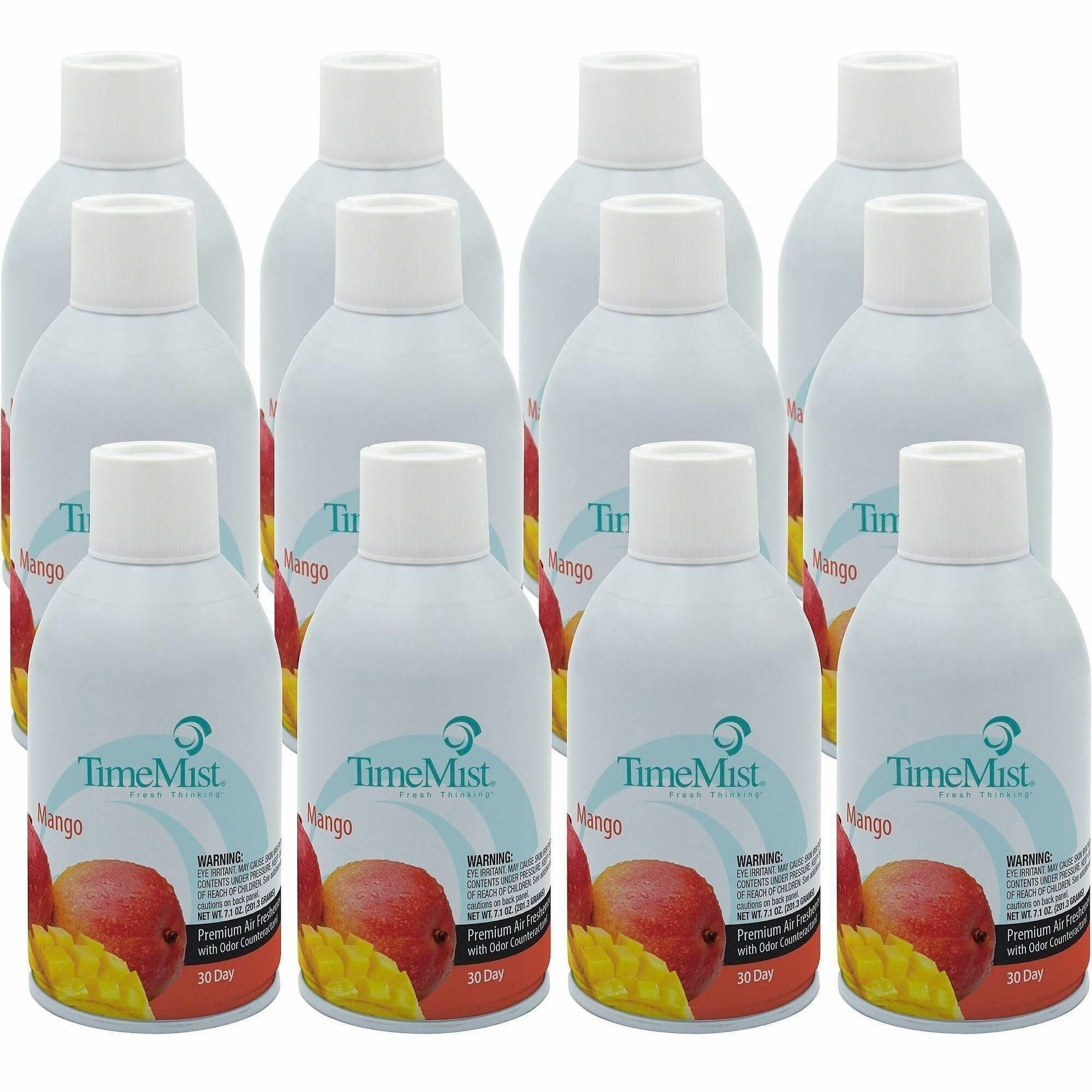 TimeMist Metered 30-Day Mango Scent Refill - Spray - 6000 ft - 6.6 fl oz (0.2 quart) - Mango - 30 Day - 12 / Carton - Long Lasting, Odor Neutralizer