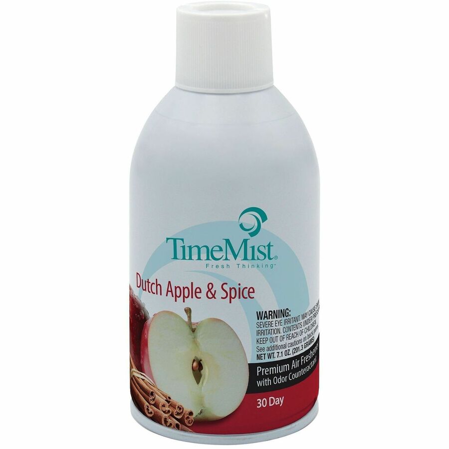 TimeMist Metered 30-Day Dutch Apple/Spice Scent Refill - Spray - 6000 ft - 6.6 fl oz (0.2 quart) - Dutch Apple & Spice - 30 Day - 12 / Carton - Long Lasting, Odor Neutralizer