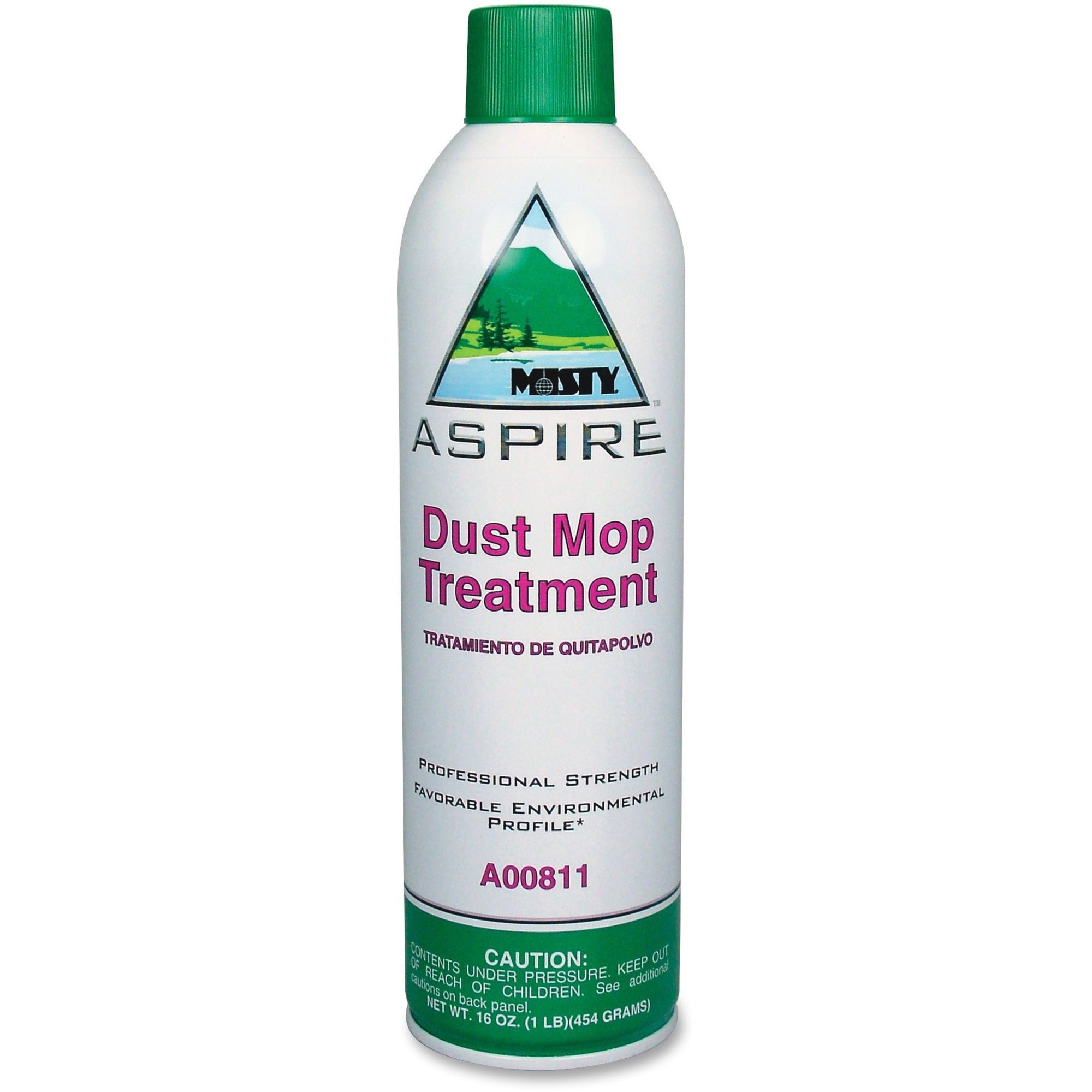 MISTY Aspire Dust Mop Treatment - 16 fl oz (0.5 quart) - Lemon, Citrus Scent - 1 Each - VOC-free, No-wax, Water Based, Non-flammable, Silicon-free - Clear, White