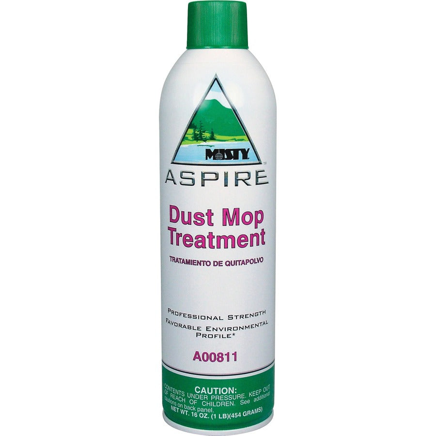 MISTY Aspire Dust Mop Treatment - 16 fl oz (0.5 quart) - Lemon, Citrus Scent - 12 / Carton - VOC-free, No-wax, Water Based, Non-flammable, Silicon-free - Clear, White - 2