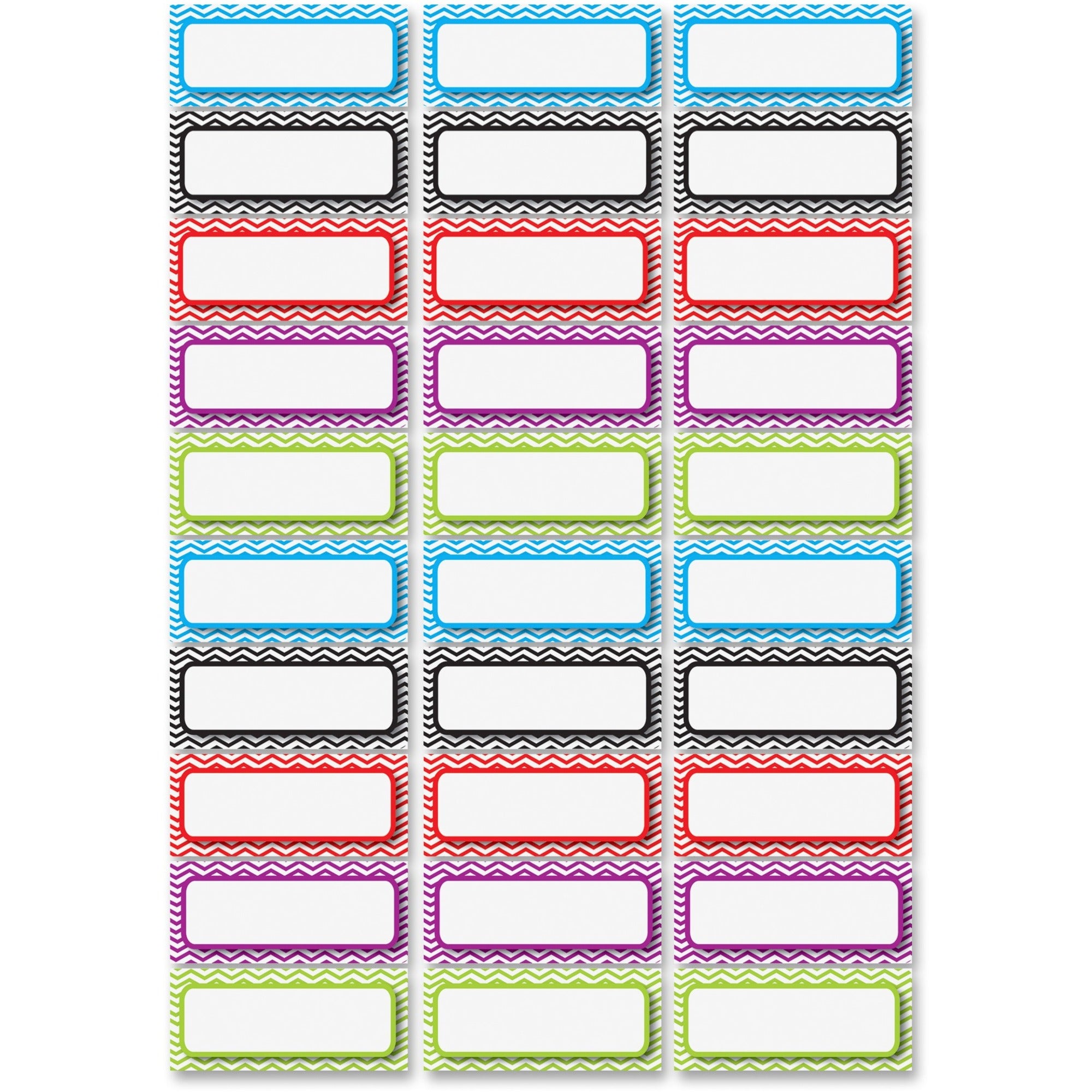 Ashley Dry Erase Chevron Nameplate Magnets - 30 x Rectangle Shape - Magnetic - Chevron - Die-cut, Write on/Wipe off, Heavy Duty - Multicolor - Foam - 1 / Pack