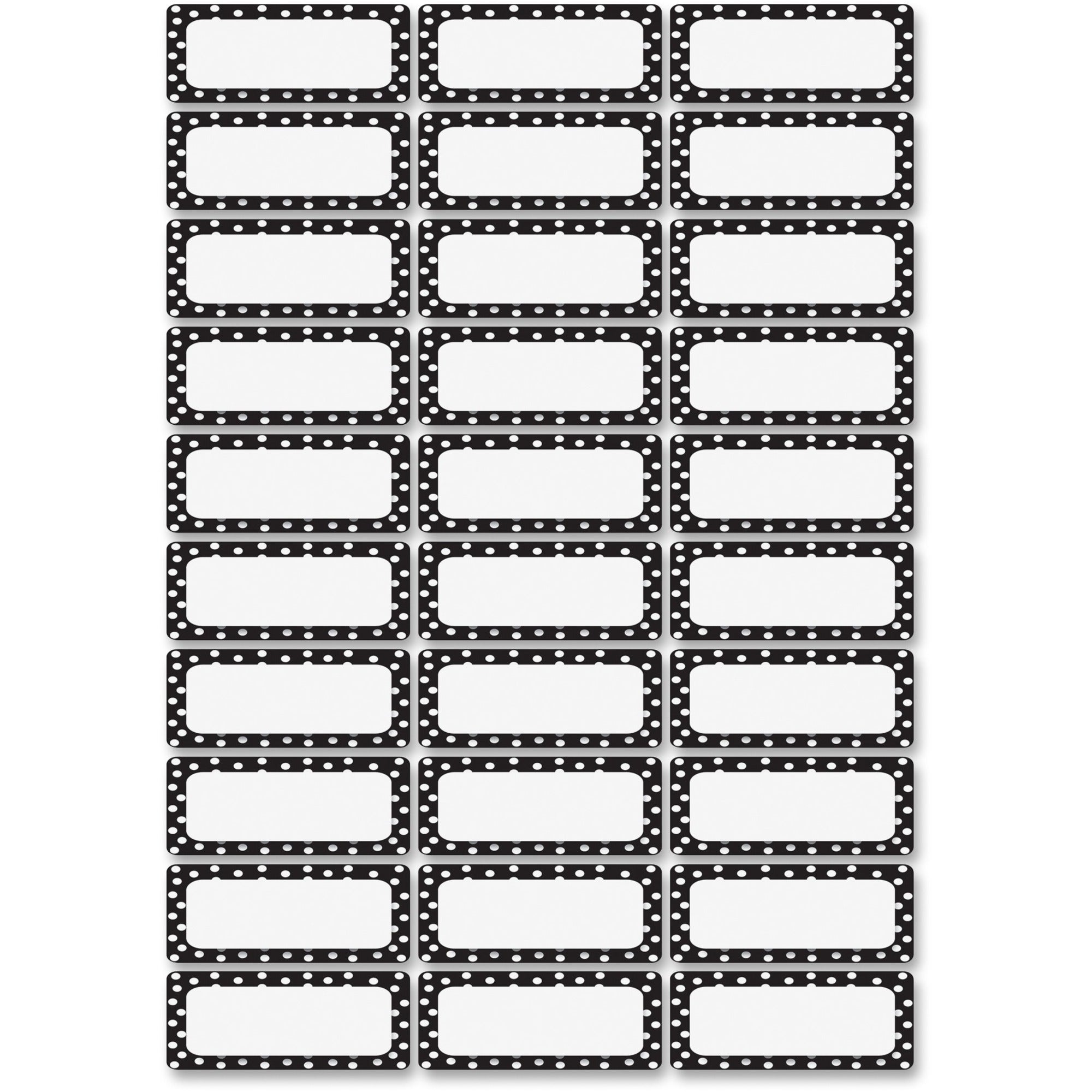 Ashley Dry Erase Black/White Dots Nameplate Magnets - Magnetic - Dotted - Die-cut, Write on/Wipe off - Black, White - 1 / Pack