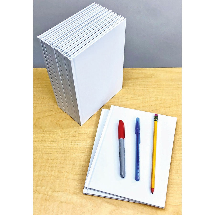 Ashley Hardcover Blank Book - 28 Pages - Plain - 6" x 8" - White Paper - Hard Cover, Durable - 1 Each