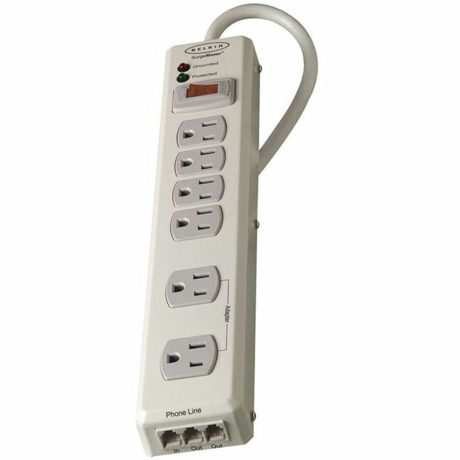 Belkin 6 Outlet Metal Surge Protector with 6ft Power Cord -1240 Joules - Beige - 6 x AC Power - 1045 J - 6 ft - 