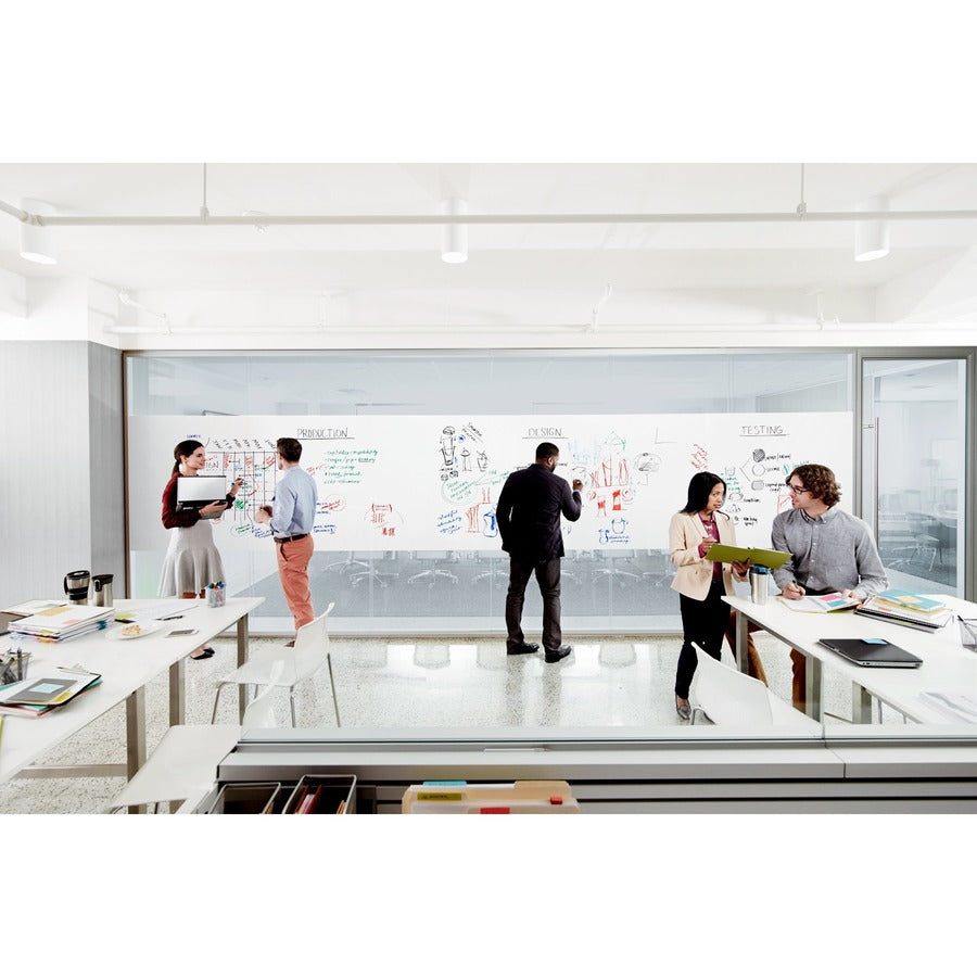 Dry Erase Surface, 50 ft x 4 ft, White Surface
