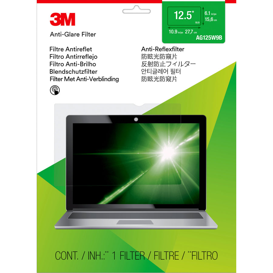 3m-anti-glare-filter-clear-matte-for-125-widescreen-lcd-notebook-169-scratch-resistant-fingerprint-resistant-dust-resistant-anti-glare_mmmag125w9b - 3
