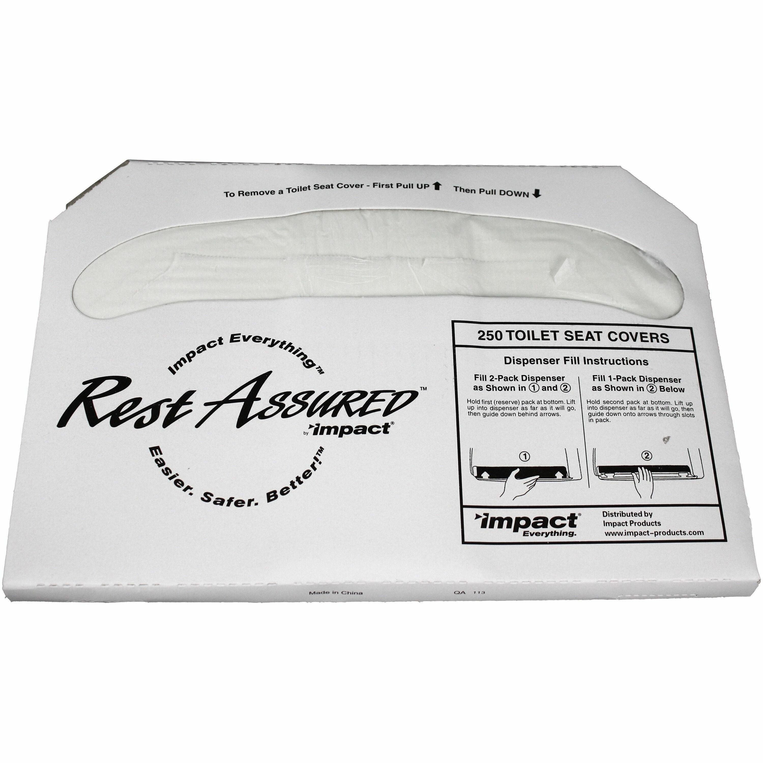 Impact Rest Assured Half Fold Toilet Seat Covers - Half-fold - 1000 / Carton - White - 1