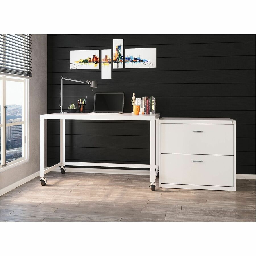 Lorell SOHO Personal Mobile Desk - For - Table TopRectangle Top x 48" Table Top Width x 23" Table Top Depth - 29.50" Height - Assembly Required - White - 1 Each