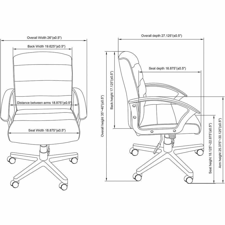 Lorell SOHO Upholstered Task Chair - Black Fabric Seat - Black Fabric Back - 1 Each