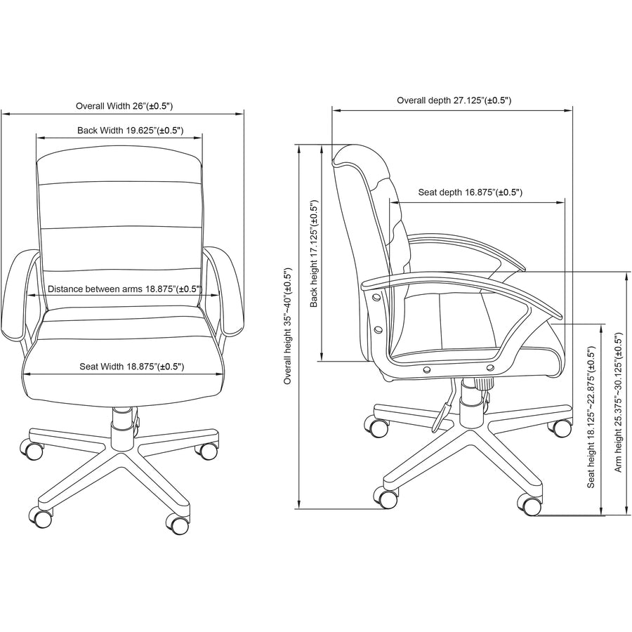 Lorell SOHO Upholstered Task Chair - Black Fabric Seat - Black Fabric Back - 1 Each