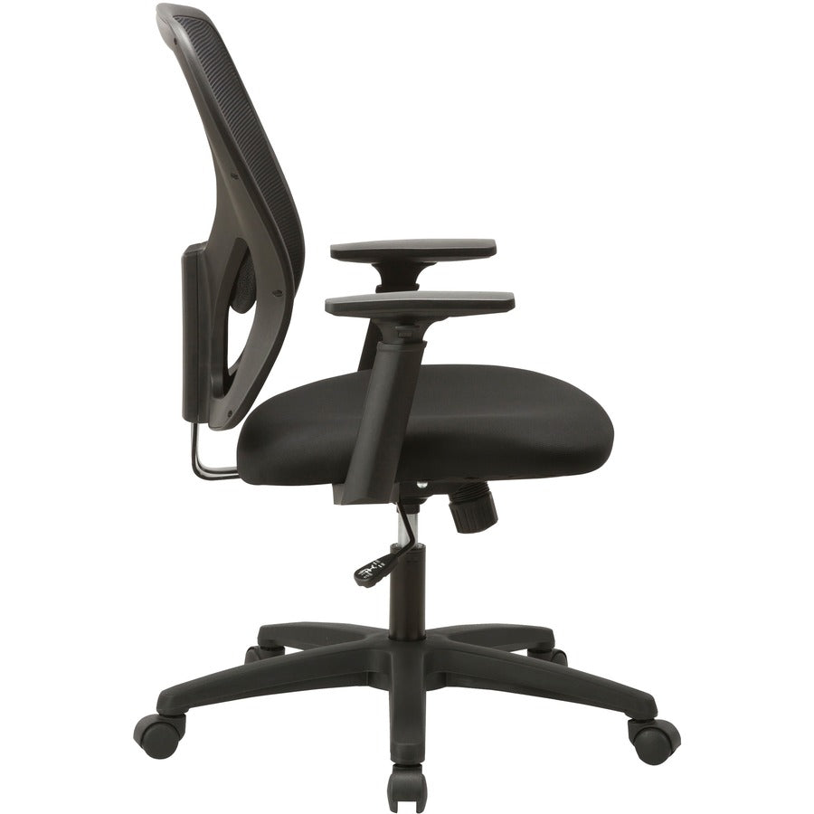 Lorell Mid-back Task Chair - Black Fabric Seat - Black Mesh Back - Mid Back - 1 Each