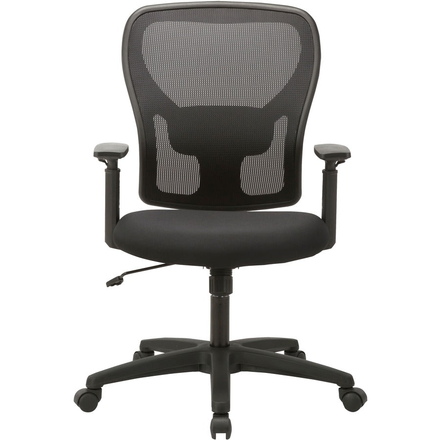 Lorell Mid-back Task Chair - Black Fabric Seat - Black Mesh Back - Mid Back - 1 Each