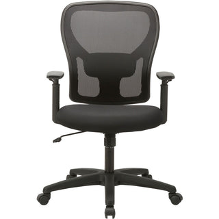 Lorell Mid-back Task Chair - Black Fabric Seat - Black Mesh Back - Mid Back - 1 Each