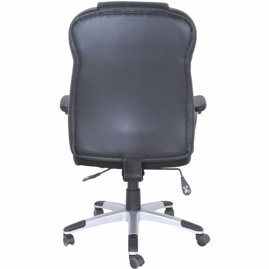 Lorell Executive High-back Chair - Bonded Leather Seat - Bonded Leather Back - High Back - Black - 1 Each