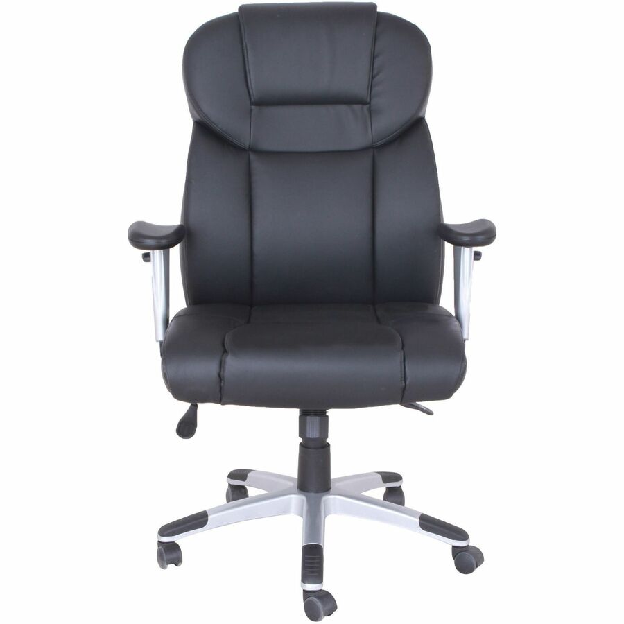 Lorell Executive High-back Chair - Bonded Leather Seat - Bonded Leather Back - High Back - Black - 1 Each