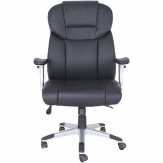 Lorell Executive High-back Chair - Bonded Leather Seat - Bonded Leather Back - High Back - Black - 1 Each