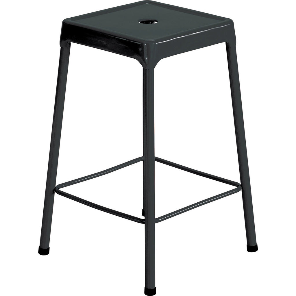 Counter-Height Steel Stool, Backless, Supports Up to 250 lb, 25" Seat Height, Black