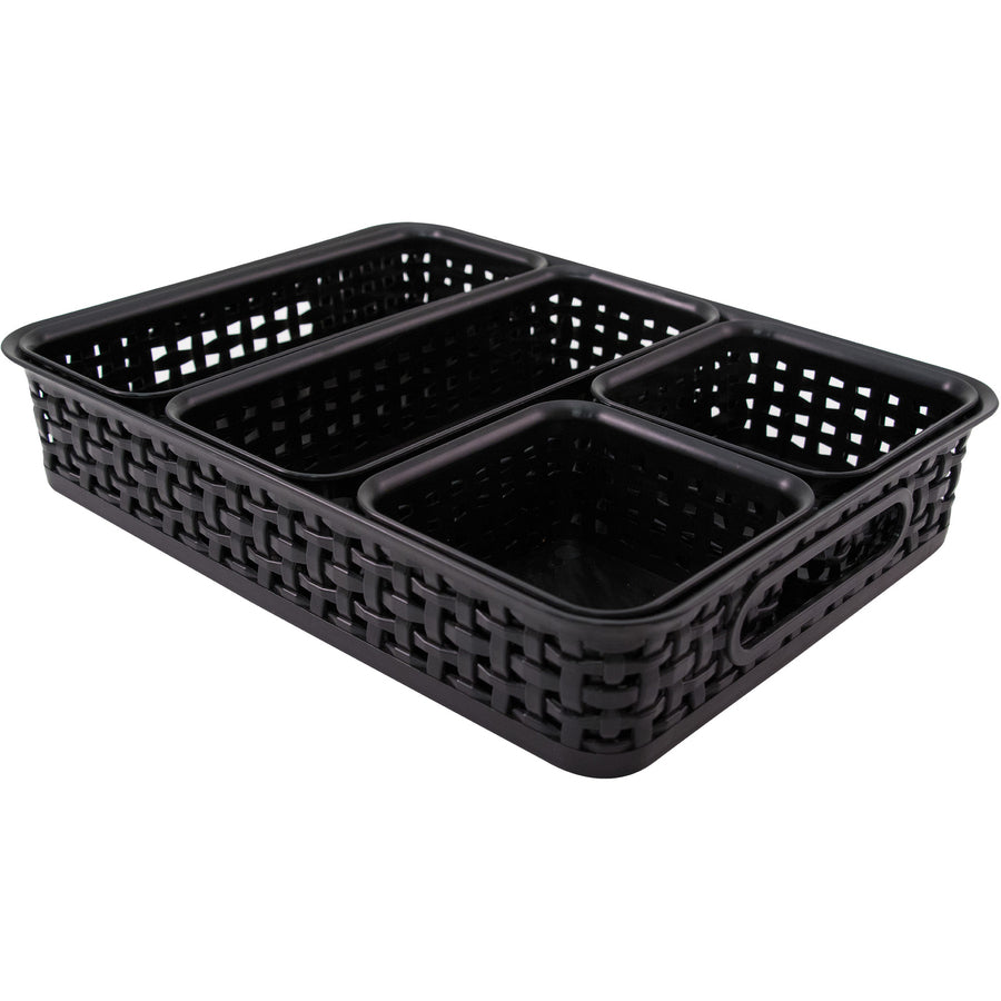 advantus-5-pack-plastic-weave-bins-desktop-black-plastic-5-pack_avt37530 - 3