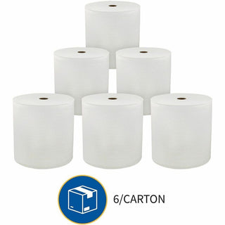 Genuine Joe Solutions Hardwound Paper Towels - 1 Ply - 7" x 850 ft - White - Virgin Fiber - Soft, Embossed, Absorbent, Eco-friendly, Strong - 6 / Carton