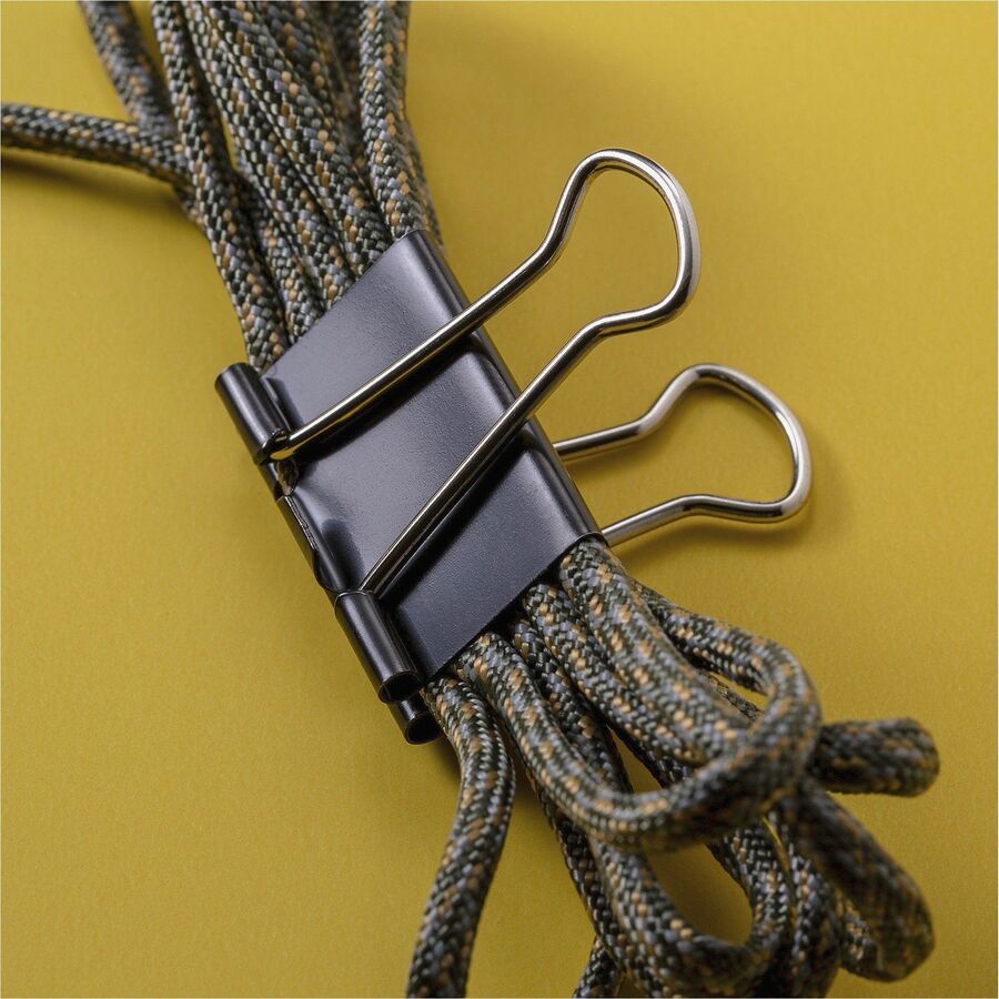 Officemate Binder Clips - Medium - 9" Length x 2.4" Width - 0.62" Size Capacity - for File - Corrosion Resistant, Durable - 12 / Pack - Black