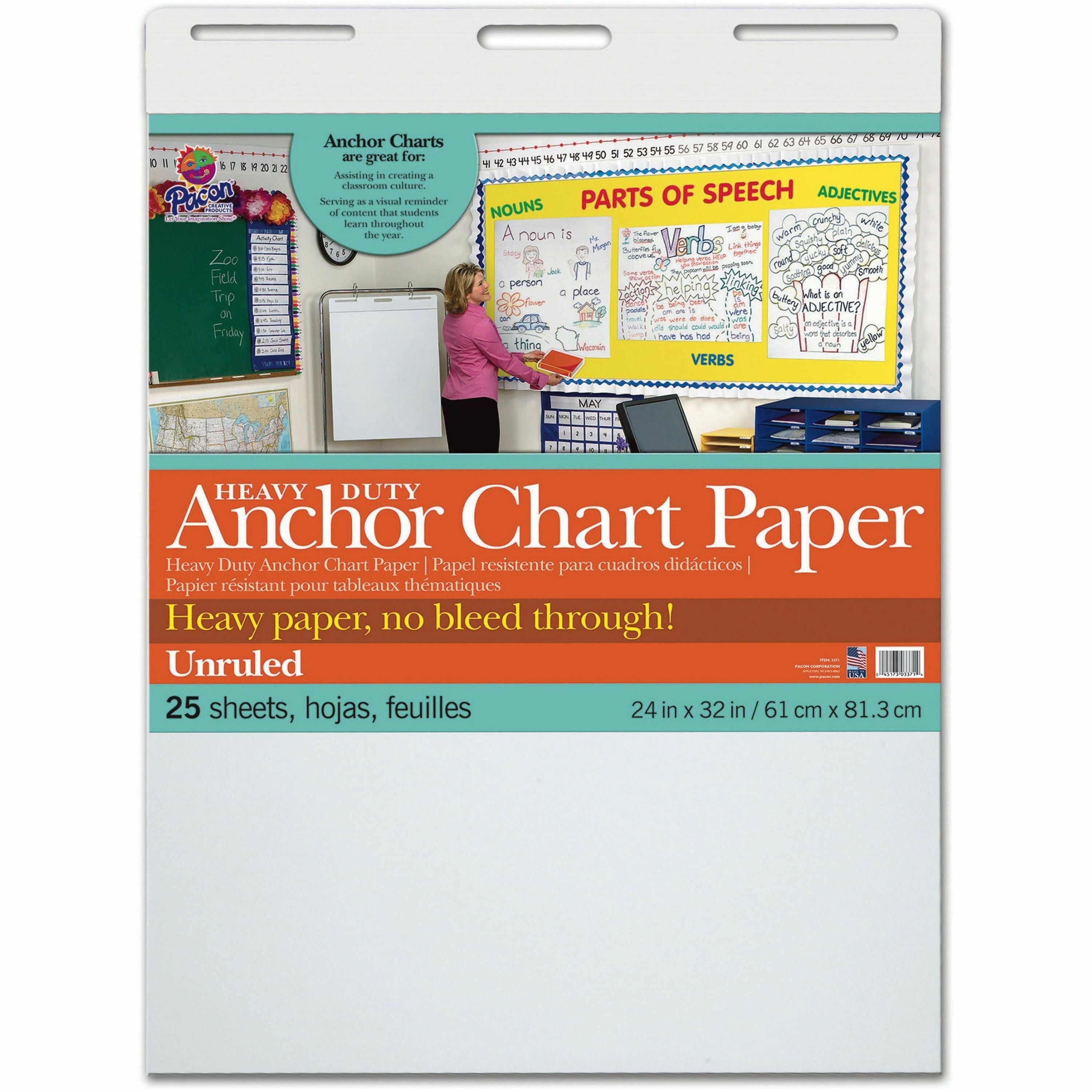 pacon-heavy-duty-anchor-chart-paper-25-sheets-plain-unruled-24-x-32-white-paper-4-carton_pac3371 - 1