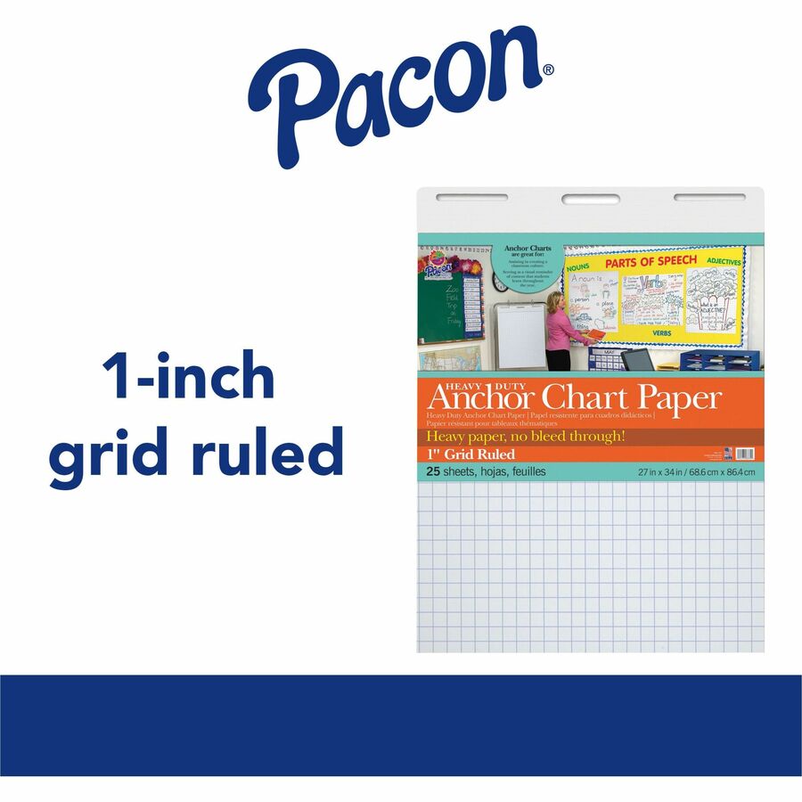pacon-heavy-duty-anchor-chart-paper-25-sheets-grid-ruled-1-ruled-1-horizontal-squares-1-vertical-squares-27-x-34-white-paper-4-carton_pac3372 - 3