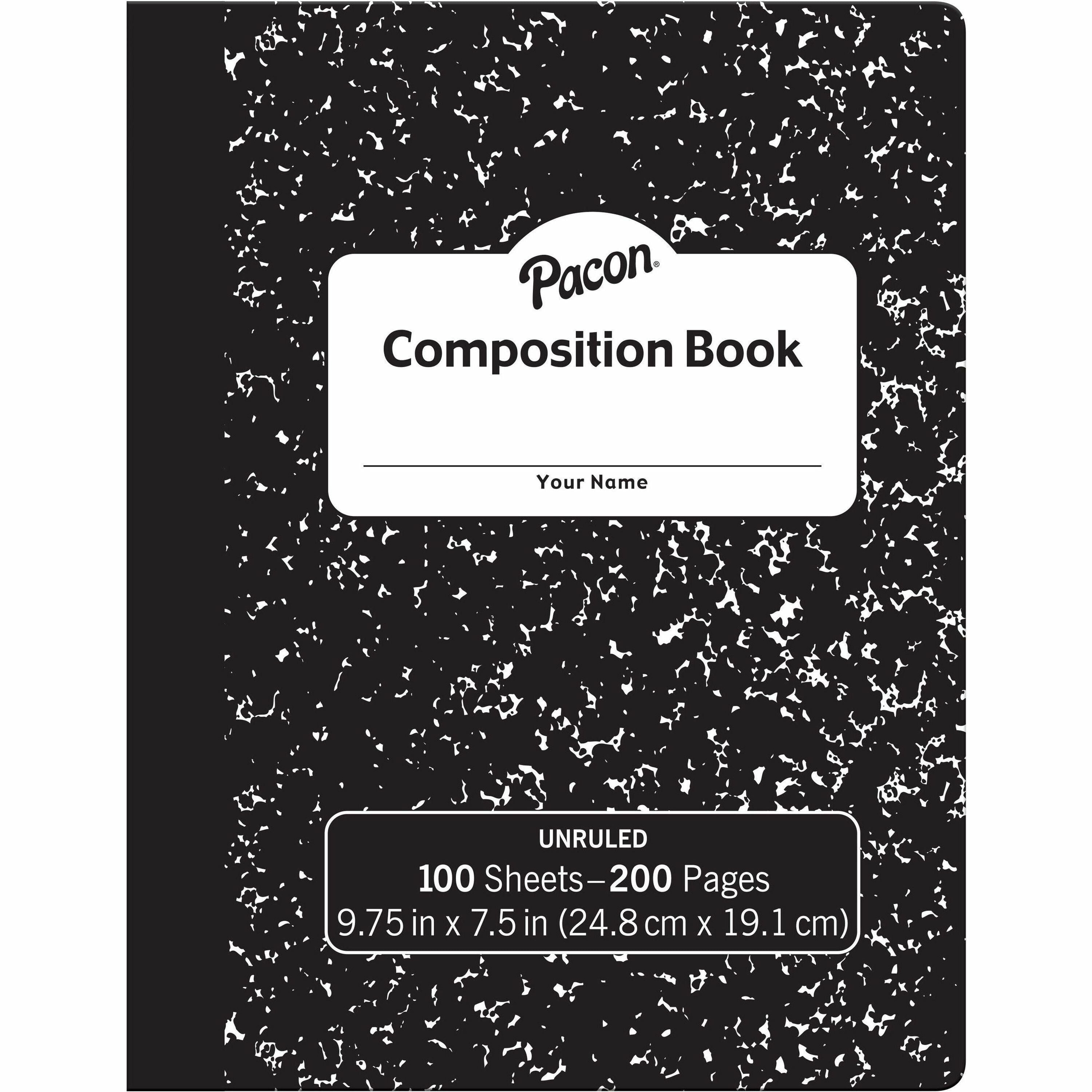 pacon-unruled-compositon-book-100-sheets-plain-unruled-7-1-2-x-9-3-4-black-marble-cover-24-carton_pacmmk37145 - 1