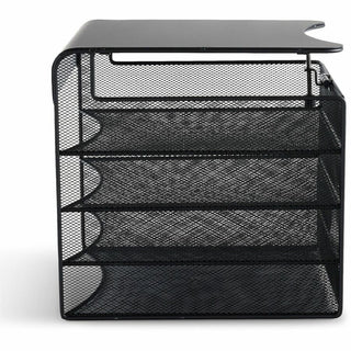 Onyx Hanging Organizer, Solid Top Horizontal, 4 Compartments, Steel Mesh, 12.33 x 12 x 10, Black
