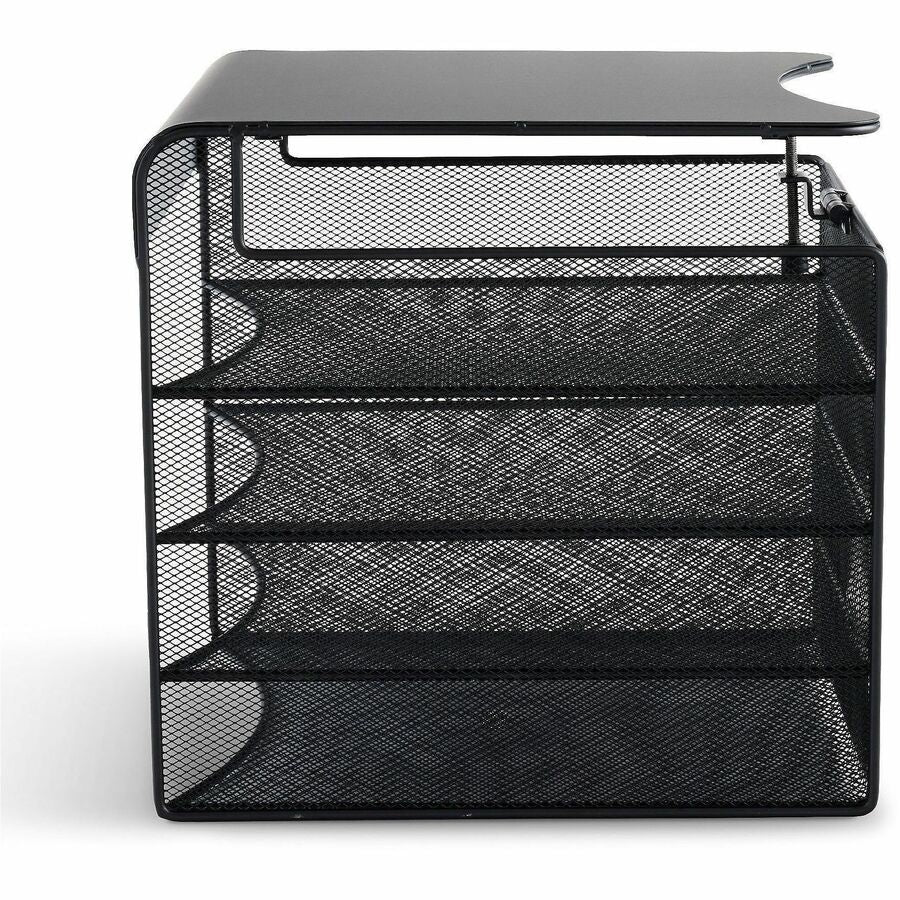 Onyx Hanging Organizer, Solid Top Horizontal, 4 Compartments, Steel Mesh, 12.33 x 12 x 10, Black