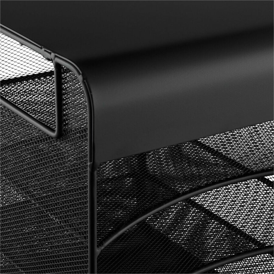 Onyx Hanging Organizer, Solid Top Horizontal, 4 Compartments, Steel Mesh, 12.33 x 12 x 10, Black
