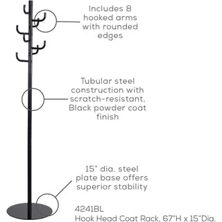 safco-hook-head-coat-rack-8-hooks-for-coat-jacket-purse-hat-garment-tubular-steel-black-1-each_saf4241bl - 2