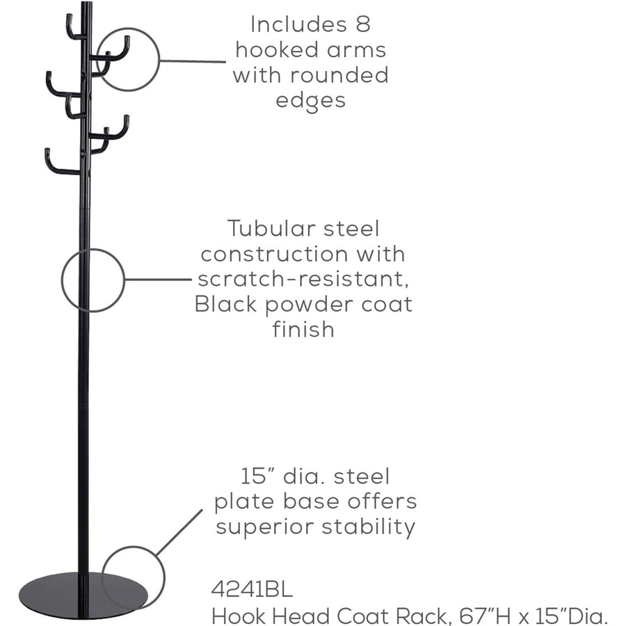 safco-hook-head-coat-rack-8-hooks-for-coat-jacket-purse-hat-garment-tubular-steel-black-1-each_saf4241bl - 2