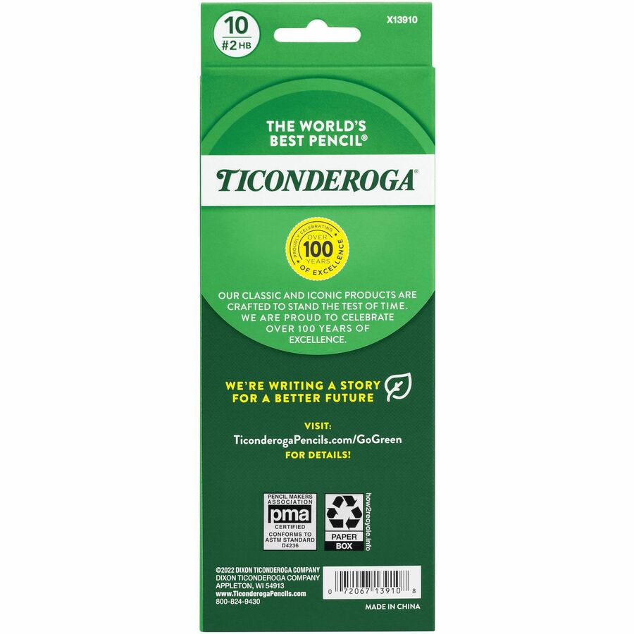 Ticonderoga Pre-Sharpened No. 2 Pencils - #2 Lead - Wood Barrel - 10 / Pack