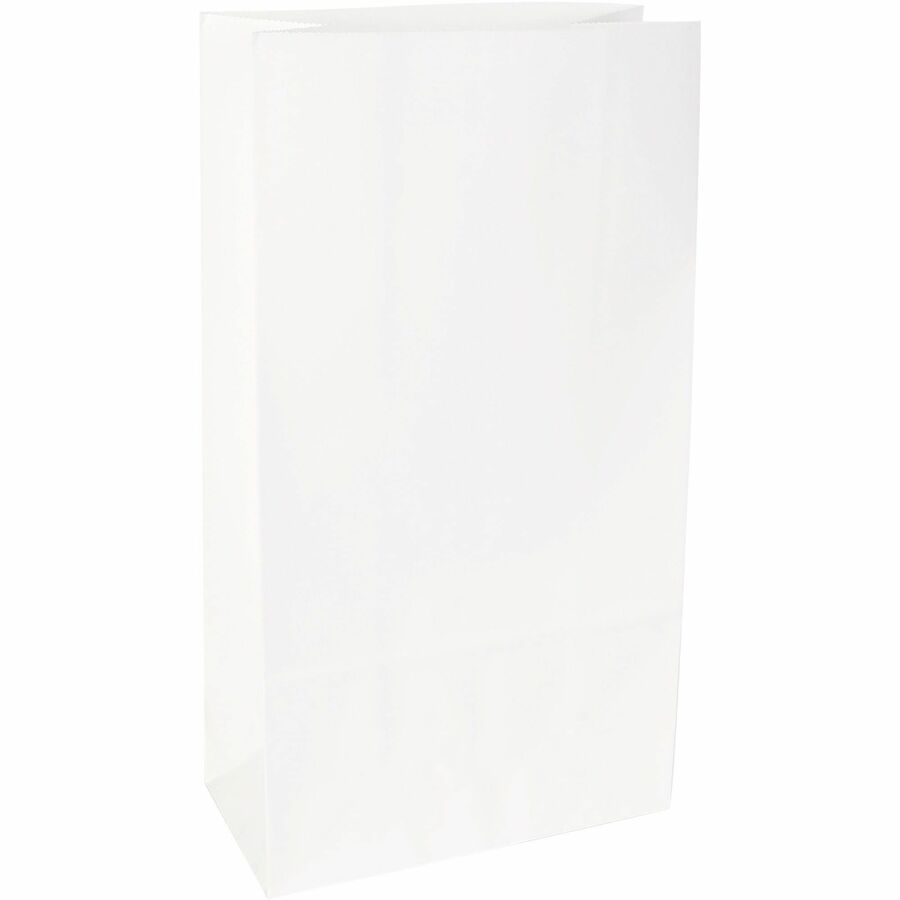Sparco White Kraft Paper Bags - 6" Width x 11" Length - White - Paper - 100/Pack