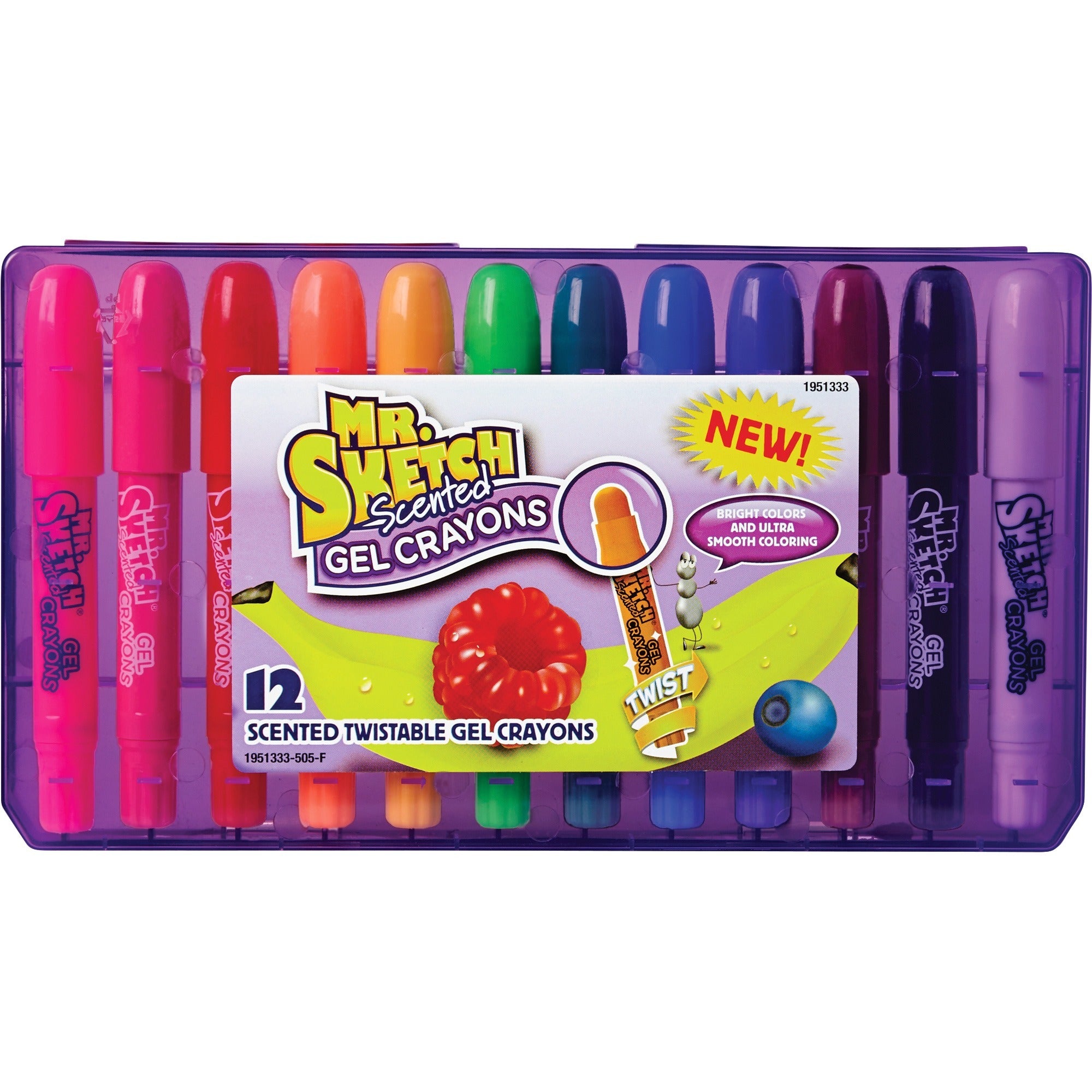 Scented Twistable Gel Crayons, Medium Size, Assorted, 12/Pack