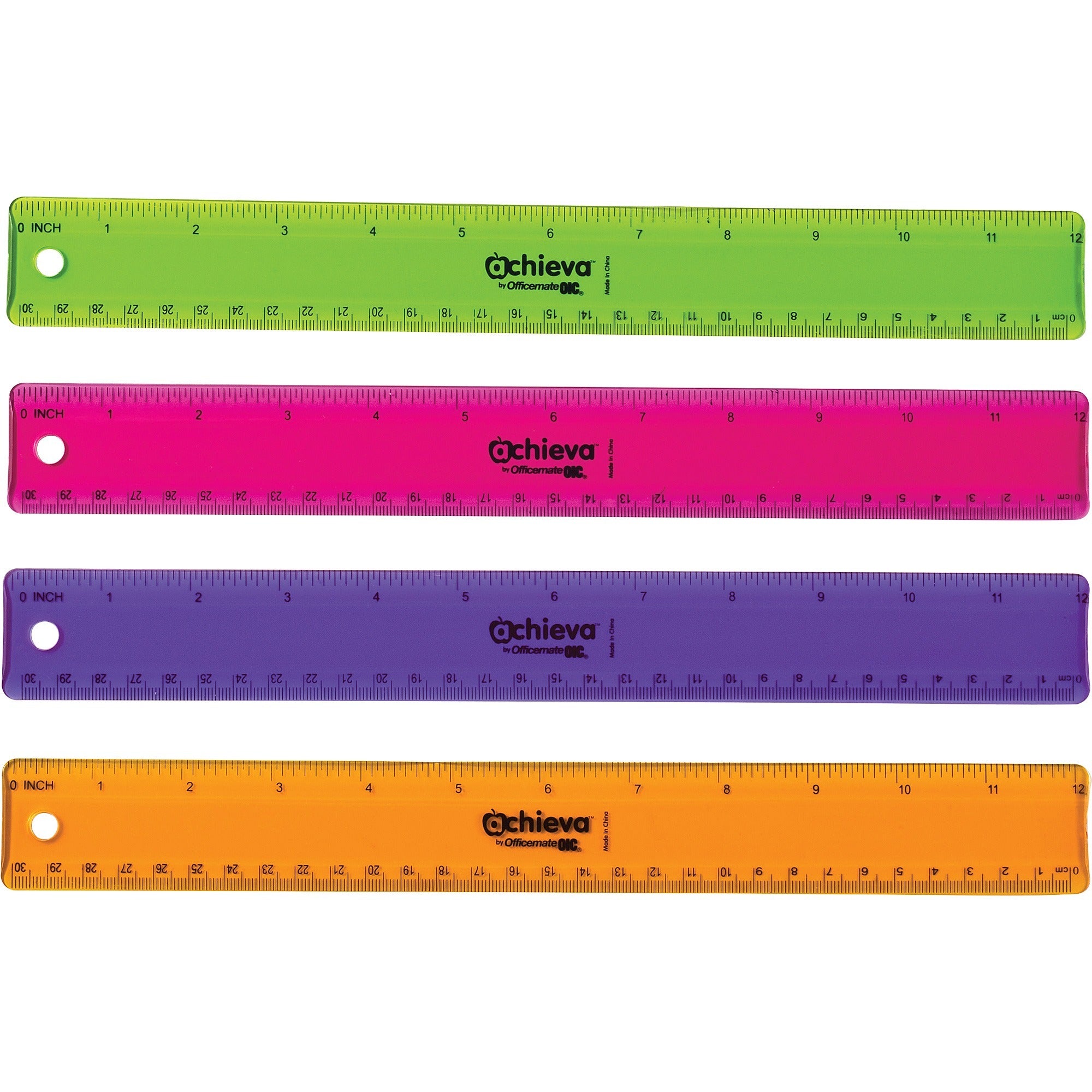 officemate-flexible-rulers-12-length-13-width-imperial-metric-measuring-system-plastic-12-pack-assorted_oic30209 - 1