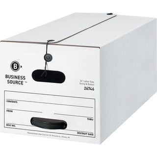 Business Source Medium Duty Letter Size Storage Box - Internal Dimensions: 12" Width x 24" Depth x 10" Height - External Dimensions: 12.3" Width x 24.1" Depth x 10.8" Height - Media Size Supported: Letter - Stackable - White - Recycled - 12 / Carton