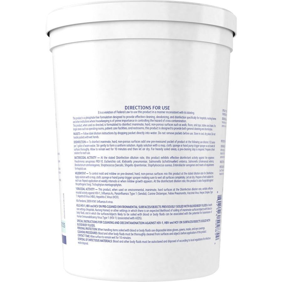 Diversey EasyPaks Detergent/Disinfectant - Concentrate - 0.50 oz (0.03 lb) - Lemon Scent - 90 / Tub - 2 / Carton - Disinfectant, Deodorize - Green