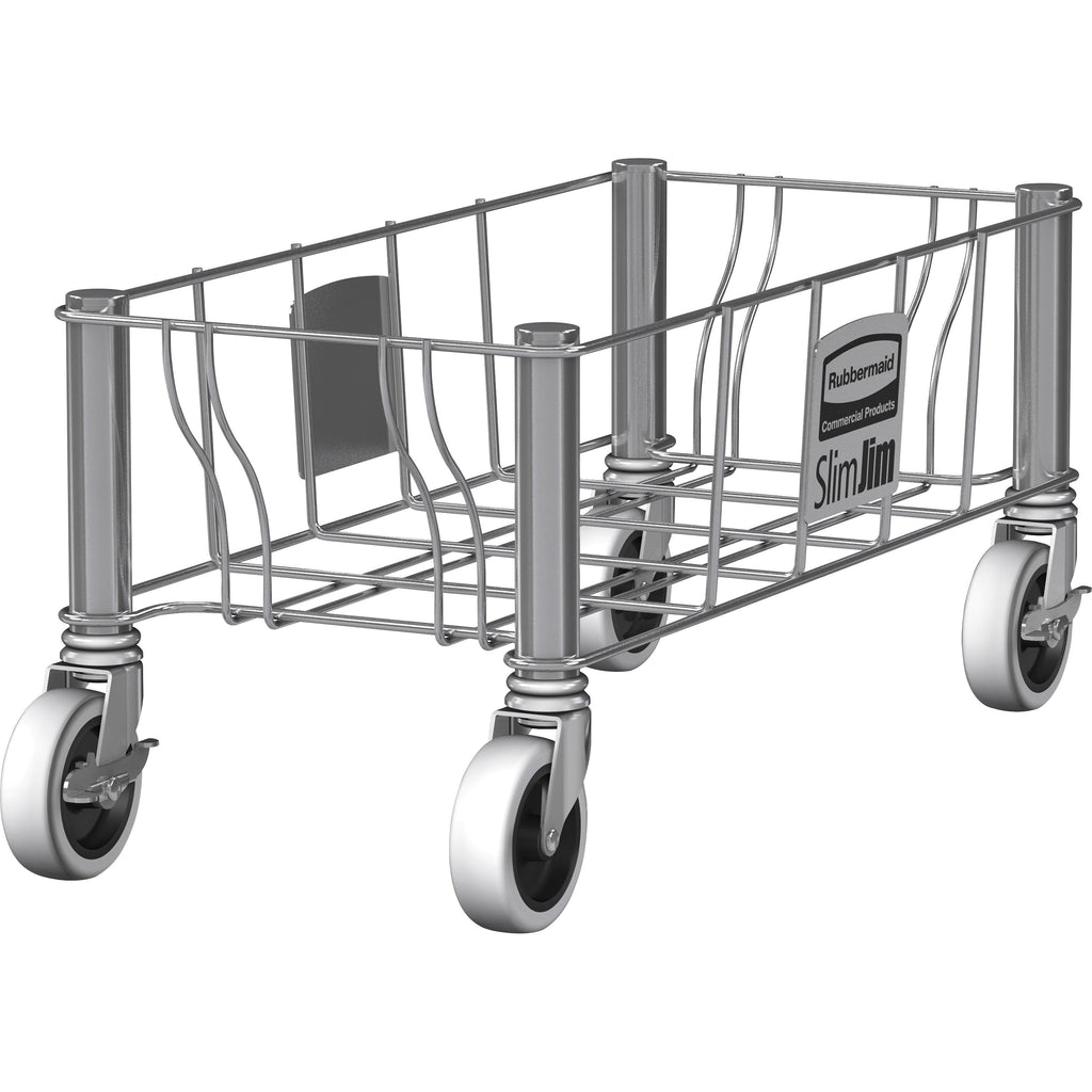 rubbermaid-commercial-1968468-slim-jim-stainless-steel-single-dolly-for-slim-jim-containers-100-lb-capacity-3-caster-size-stainless-steel-204-length-x-93-width-x-9-height-satin-stainless-1-each_rcp1968468 - 1