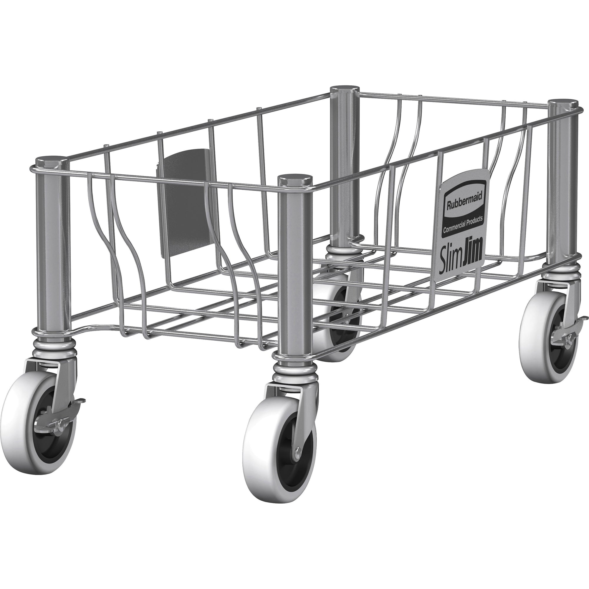 rubbermaid-commercial-1968468-slim-jim-stainless-steel-single-dolly-for-slim-jim-containers-100-lb-capacity-3-caster-size-stainless-steel-204-length-x-93-width-x-9-height-satin-stainless-1-each_rcp1968468 - 1