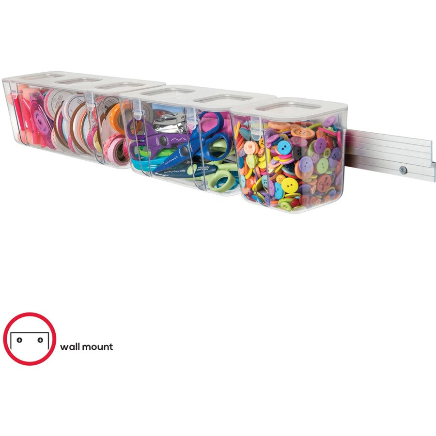 Deflecto Mounting Bar for Storage Box, Organizer Canister - Aluminum - 40 lb Load Capacity